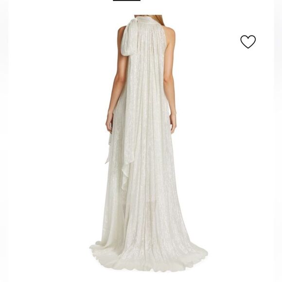 HALSTON Dulcie Metallic Chiffon Gown NWT - Picture 3 of 10